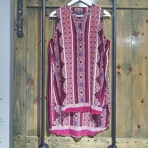 RACHEL ROY TUNIC SLEEVELESS TOP NEW SIZE LARGE BOHO FESTIVAL RESORTWEAR COLORFUL